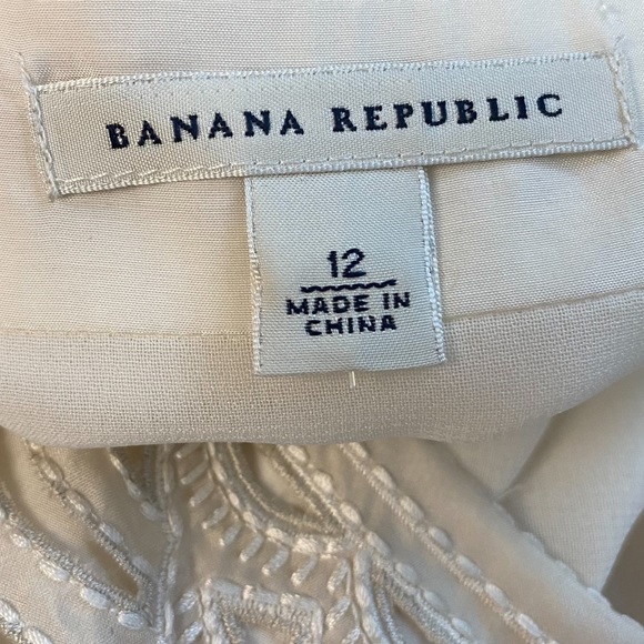 Banana Republic Spring Winter Holiday Party Chic Silk Beaded Cream Midi Dress - Picture 6 of 8